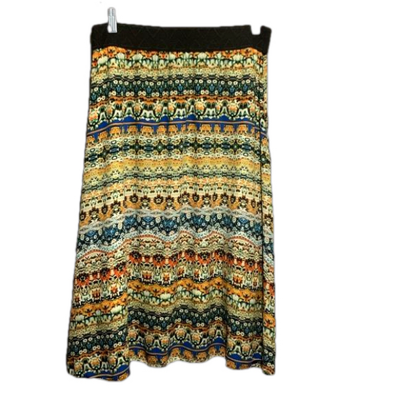 Lularoe Lola Batik Midi Skirt Sheer With Lining Beautiful Colors Medium - Picture 1 of 10